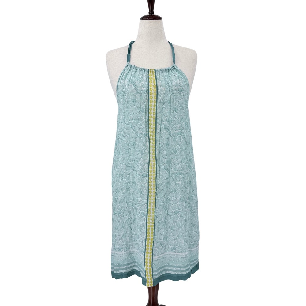 Tommy Bahama Womens L Seafoam Green Rayon Halter Geometric Print Sundress L/G